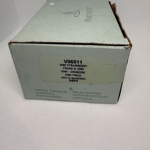 PARTYLITE  KIWI STRAWBERRY Votive Candles, BOX OF 6 & Mardi Gras Jeweled Holder - Picture 3 of 5
